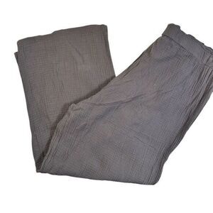 NWT Hello Nite Women Gray Cinched Waist Gauzy Cotton Muslin Casual Pants - XL